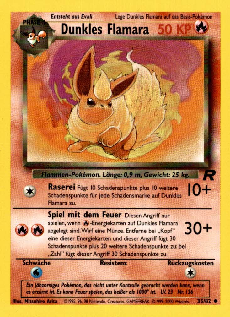 Team Rocket Dunkles Flamara 035/082 Deutsch - Unlimited Karte - Gewöhnlich / Excellent - Sammelkarten