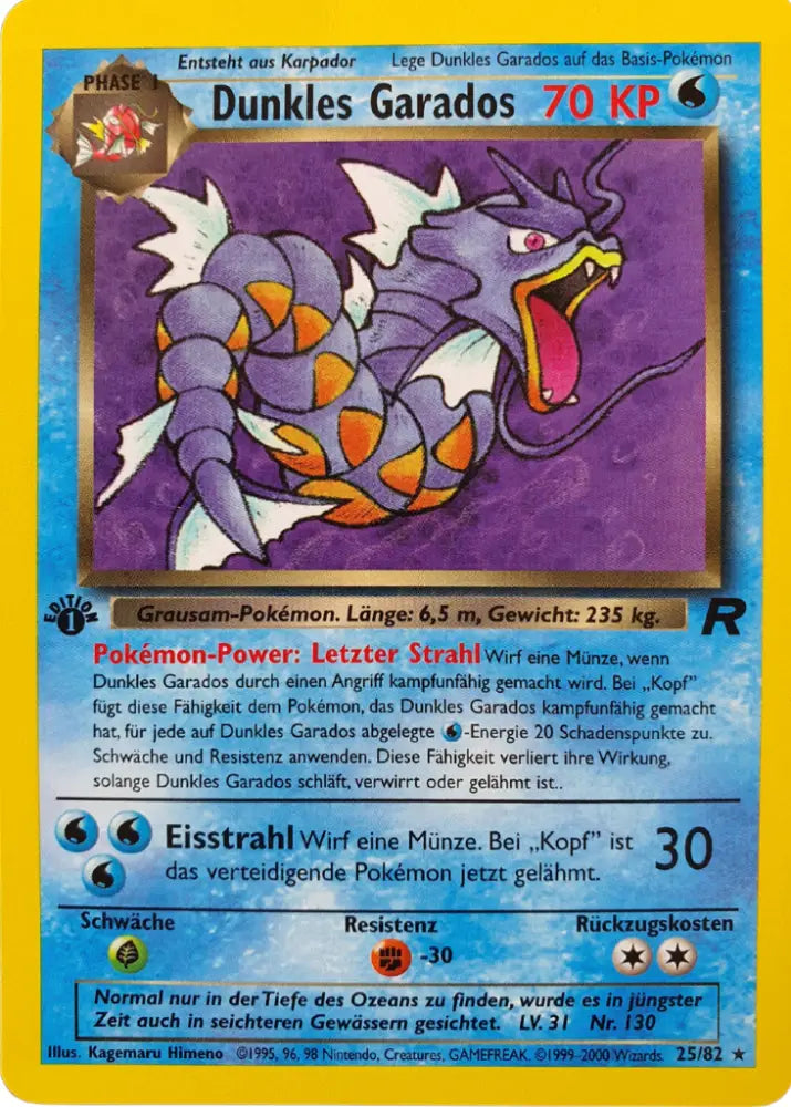 Team Rocket Dunkles Garados 025/082 Deutsch - First Edition Karte - Gewöhnlich / Played - Sammelkarten