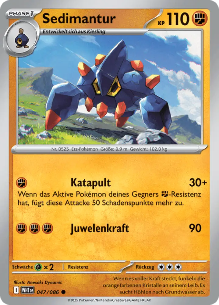 Weiße Flammen Sedimantur 047/086 Deutsch - Pokeball R-Holo / Near Mint - Sammelkarten